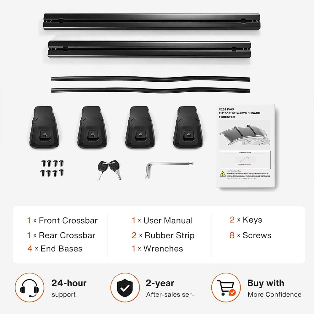 SNAILFLY 220 lbs T-Slot Roof Rack Cross Bars fit for Volkswagen Atlas with Raised Side Rails