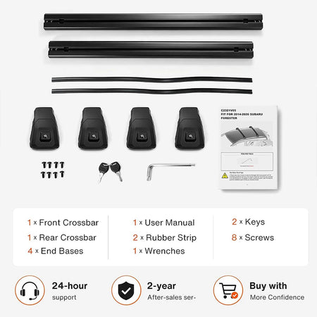 SNAILFLY 220 lbs T-Slot Roof Rack Cross Bars fit for Volkswagen Atlas with Raised Side Rails