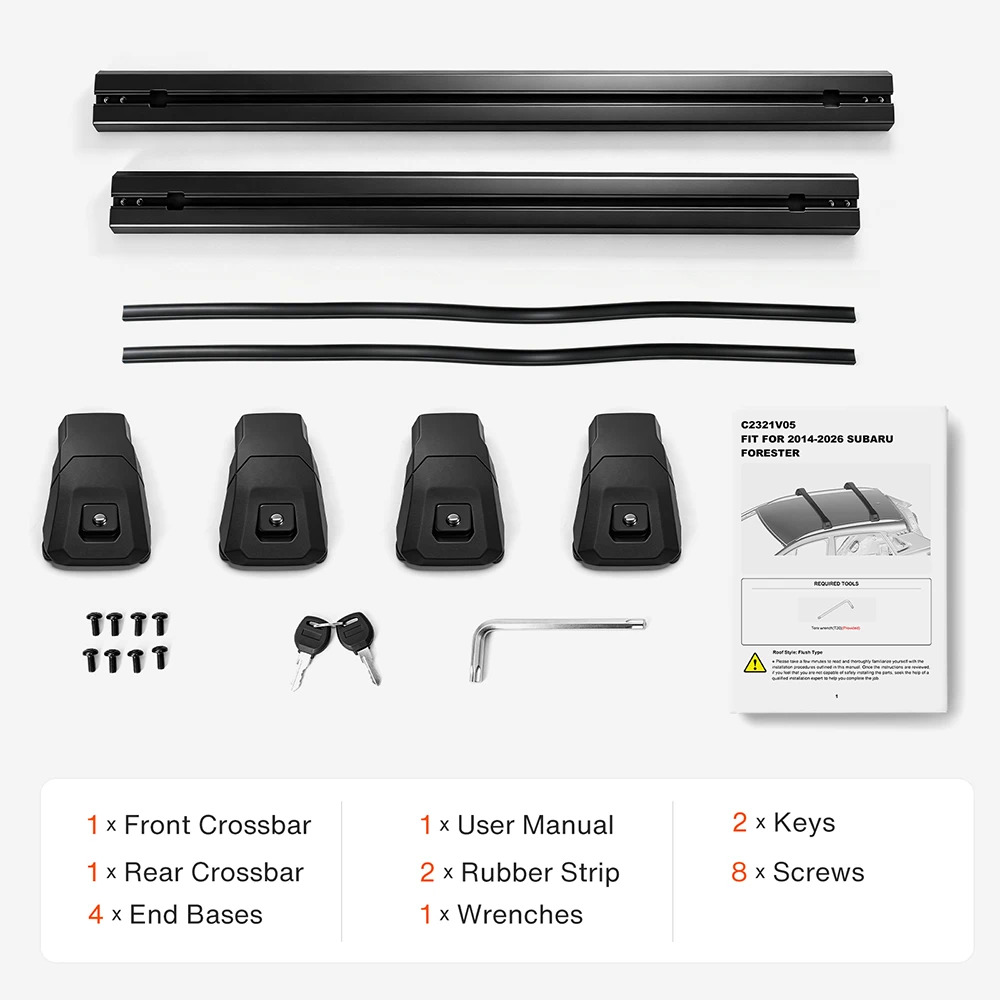 SNAILFLY 220 lbs T-Slot Roof Rack Cross Bars fit for Hyundai Palisade with Raised Side Rails
