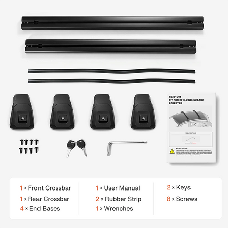 SNAILFLY 220 lbs T-Slot Roof Rack Cross Bars fit for Hyundai Palisade with Raised Side Rails