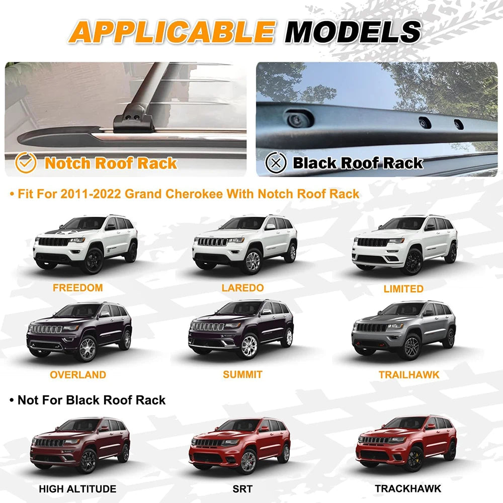 SNAILFLY Roof Rack Crossbars fit for Jeep Grand Cherokee WK2 with Factory Grooved Side Rails -2