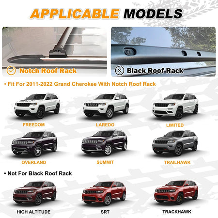 SNAILFLY Roof Rack Crossbars fit for Jeep Grand Cherokee WK2 with Factory Grooved Side Rails -2
