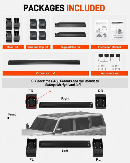 SNAILFLY Roof Rack Extensions fit for 2021-2026 Ford Bronco 4 Door with OE Roof Rack Cross Bars Crossbars -6