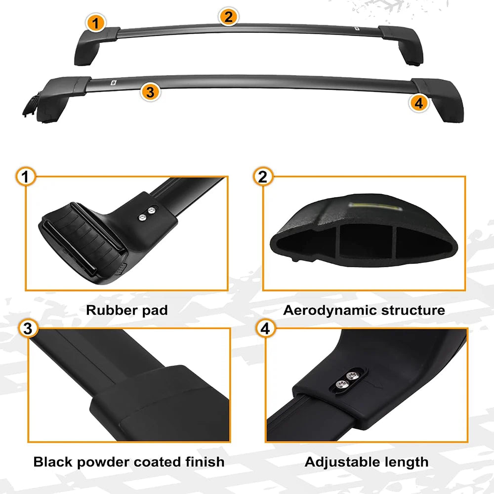 SNAILFLY 165 lbs Roof Rack Cross Bars fit for Hyundai Santa Cruz with Flush Side Rails