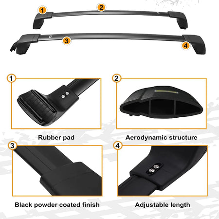 SNAILFLY 165 lbs Roof Rack Cross Bars fit for Hyundai Santa Cruz with Flush Side Rails