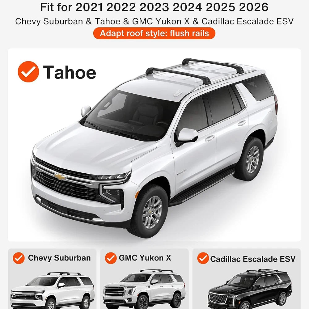 SNAILFLY 220 lbs T-Slot Roof Rack Cross Bars fit for Chevrolet Tahoe Suburban & GMC Yukon & Cadillac Escalade with Flush Side Rails