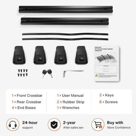 SNAILFLY 220 lbs T-Slot Roof Rack Cross Bars fit for Chevrolet Tahoe Suburban & GMC Yukon & Cadillac Escalade with Flush Side Rails