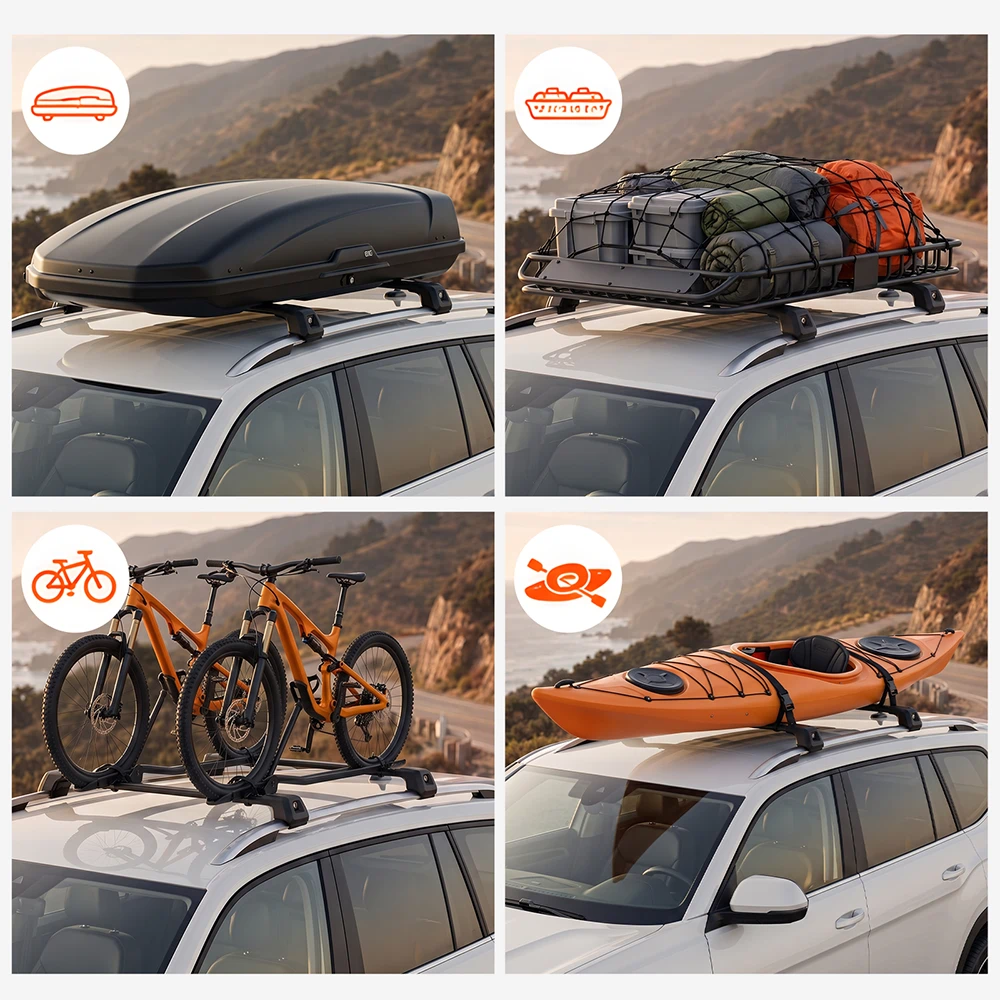SNAILFLY 220 lbs T-Slot Roof Rack Cross Bars fit for 2018+ Volkswagen Tiguan & 2022+ Taos with Flush Side Rails
