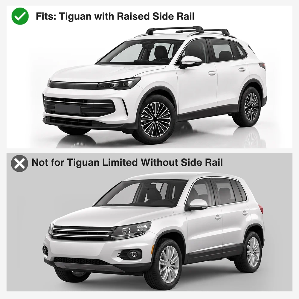 SNAILFLY 220 lbs T-Slot Roof Rack Cross Bars fit for 2018+ Volkswagen Tiguan & 2022+ Taos with Flush Side Rails