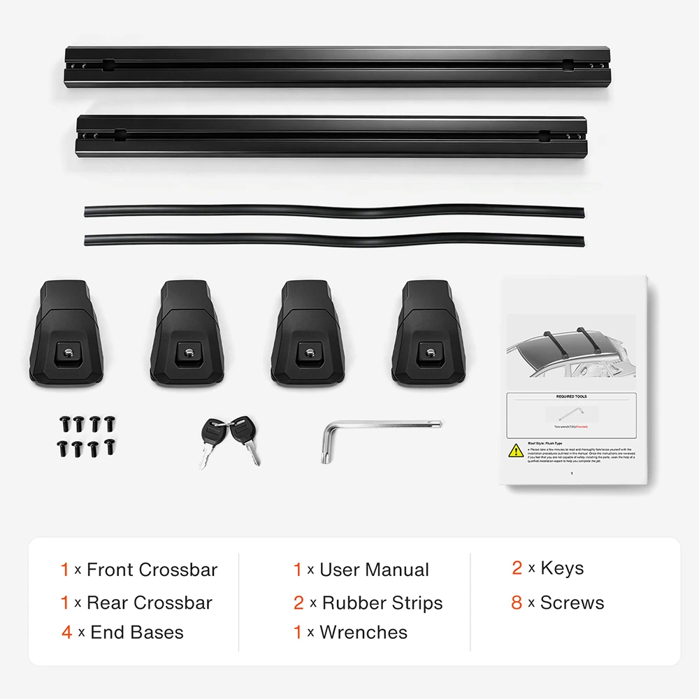 SNAILFLY 220 lbs T-Slot Roof Rack Cross Bars fit for 2018+ Volkswagen Tiguan & 2022+ Taos with Flush Side Rails