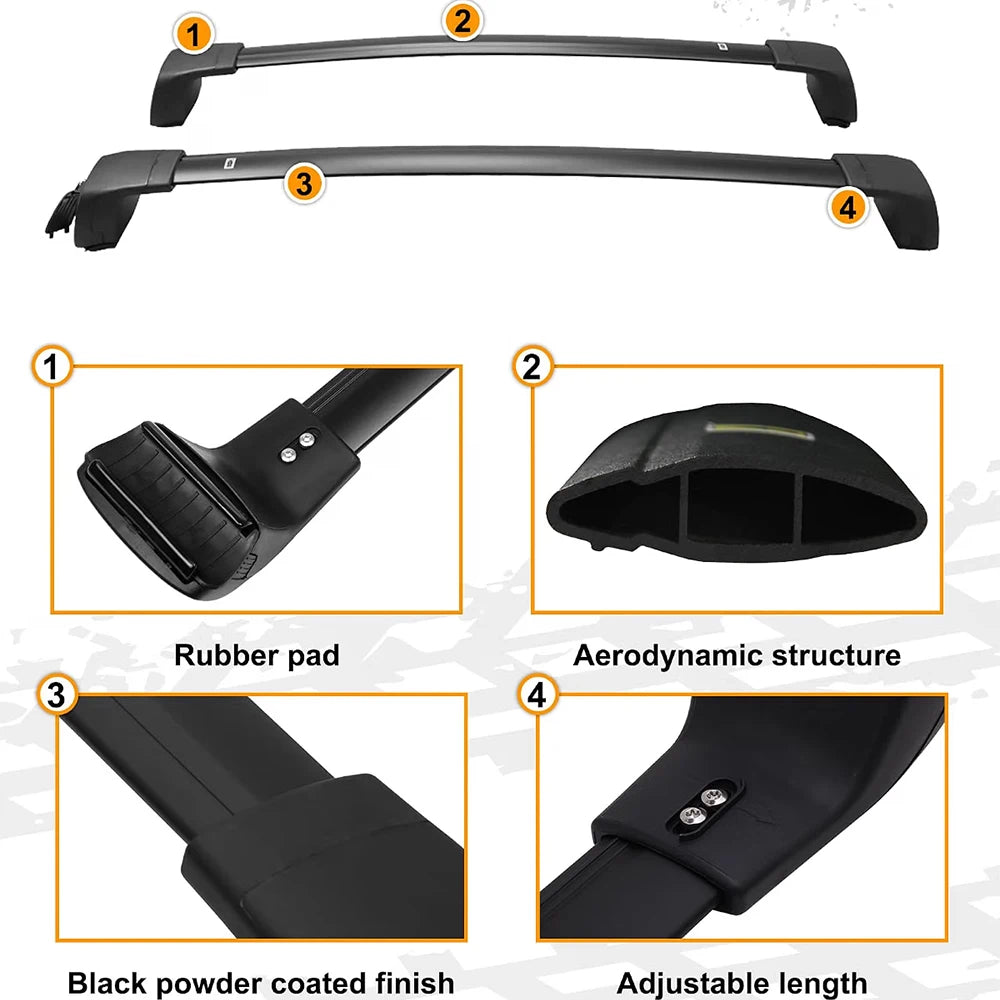 SNAILFLY 4PCS Roof Rack Cross Bars Side Rails fit for Honda Vezel HR-V without Side Rails - 4