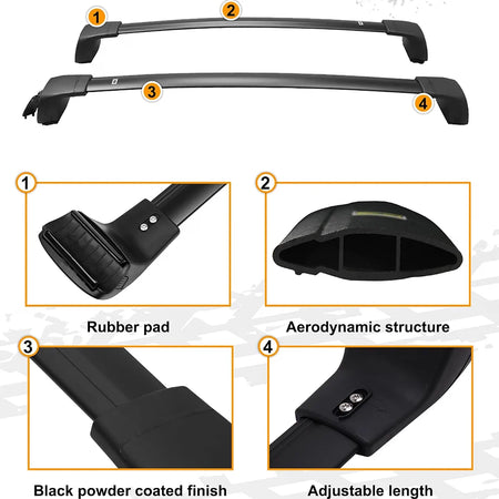 SNAILFLY 4PCS Roof Rack Cross Bars Side Rails fit for Honda Vezel HR-V without Side Rails - 4