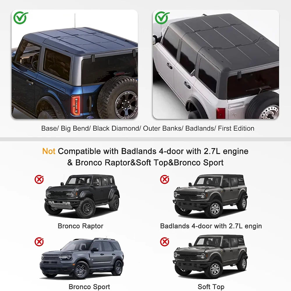 SNAILFLY Roof Rack Cross Bars fit for Ford Bronco 2 & 4-Door Hard Top