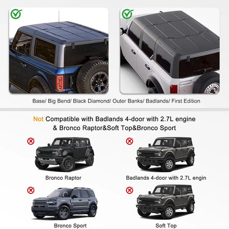 SNAILFLY Roof Rack Cross Bars fit for Ford Bronco 2 & 4-Door Hard Top