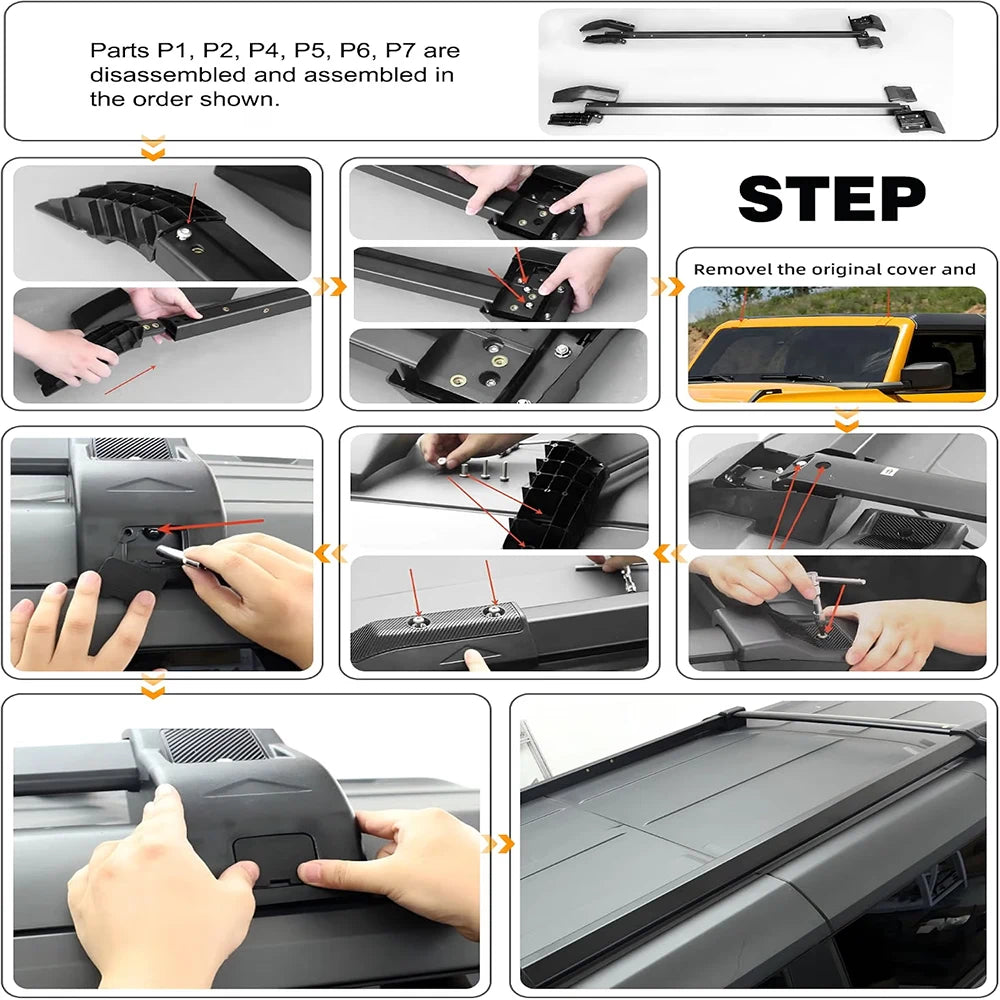 SNAILFLY Roof Rack Cross Bars fit for Ford Bronco 2 & 4-Door Hard Top