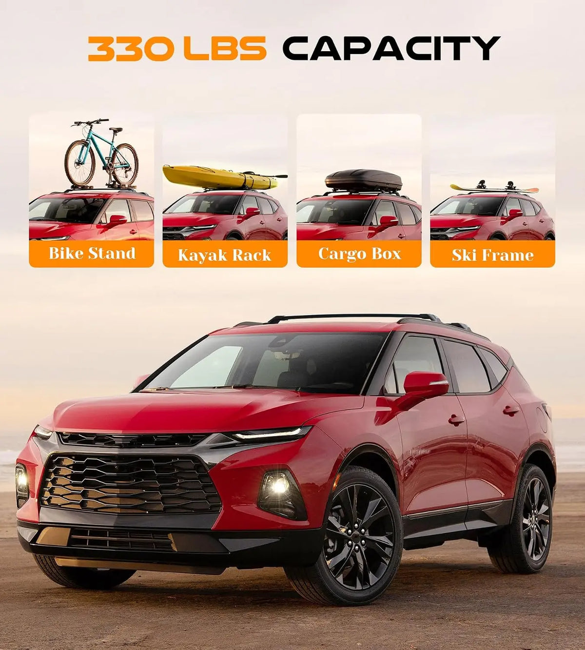 SNAILFLY 330 lbs Roof Rack Cross Bars Fit for Chevrolet Blazer with Flush Side Rails