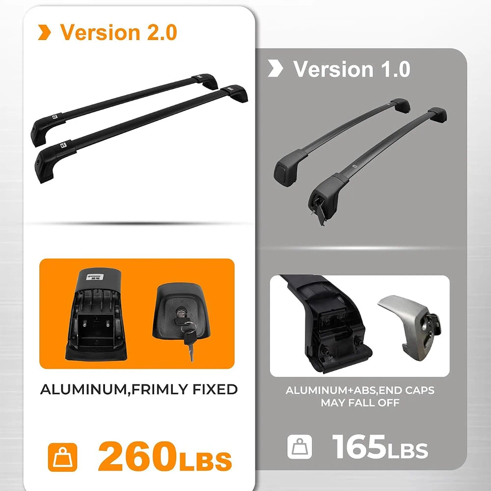 SNAILFLY 330 lbs Roof Rack Cross Bars fit for 2011-2021 Jeep Grand Cherokee with Factory Grooved Side Rails