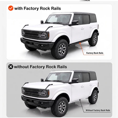 SNAILFLY 600 lbs Running Boards Side Steps fit for Ford Bronco 4-Door with Factory Rock Rails