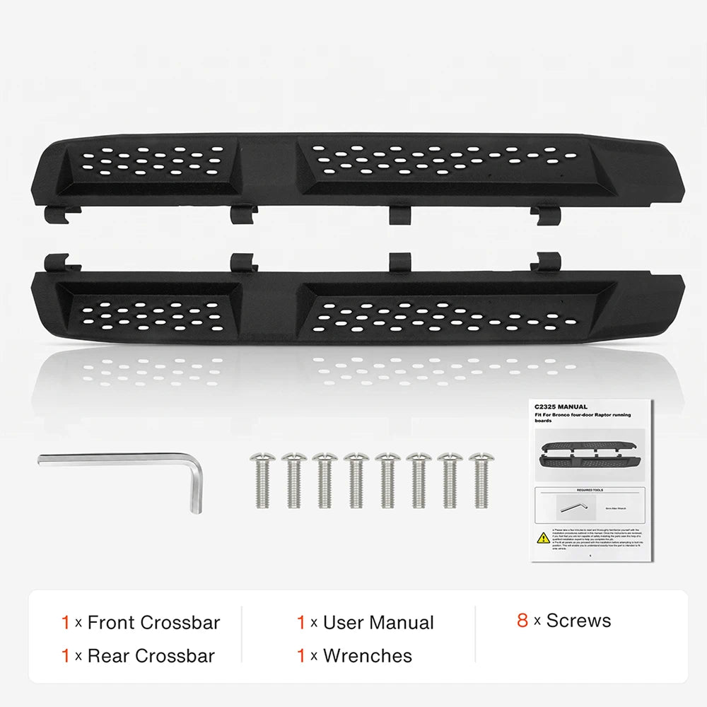 SNAILFLY 600 lbs Running Boards Side Steps fit for Ford Bronco 4-Door with Factory Rock Rails